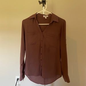 portofino dark mauve slim fit blouse